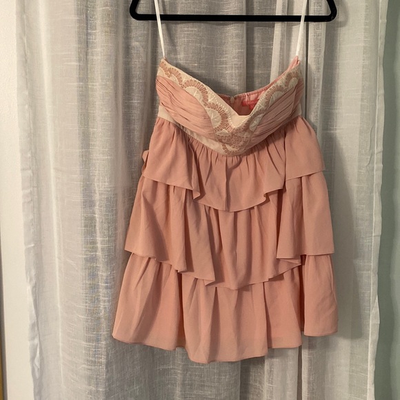 Ruffled, tiered dusty pink dress - Picture 1 of 3